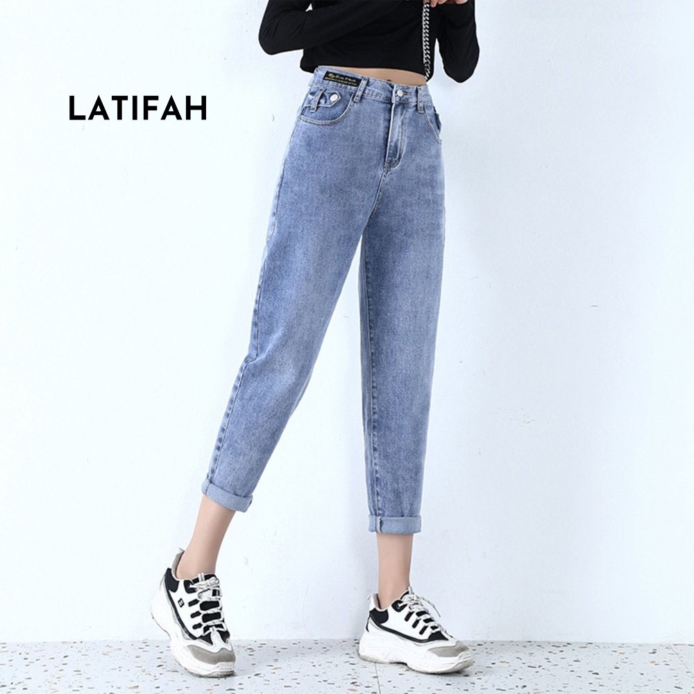 Quần baggy jeans nữ Latifah form rộng lưng thun gắn mạc đen QD008 ulzzang phong cách hàn quốc spe