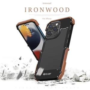 Ốp Lưng Kim Loại Carbon Gỗ Cho iPhone 16 15 14 Plus 13 Pro MAX 12 Vỏ Điện Thoại Mini Khung Nhôm Chống Sốc Giáp Vỏ Bảo Vệ 14 Pro