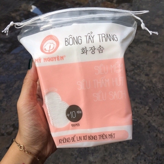 Bông tẩy trang Mỹ Nguyên siêu mềm, siêu thấm hút, siêu thấm hút 100 miếng + tặng 10 miếng