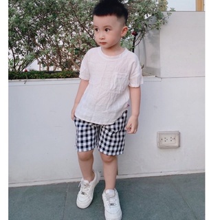 Quần đùi cho bé Batala Kids hoạ tiết kẻ caro chất thô mềm mát nhiều màu