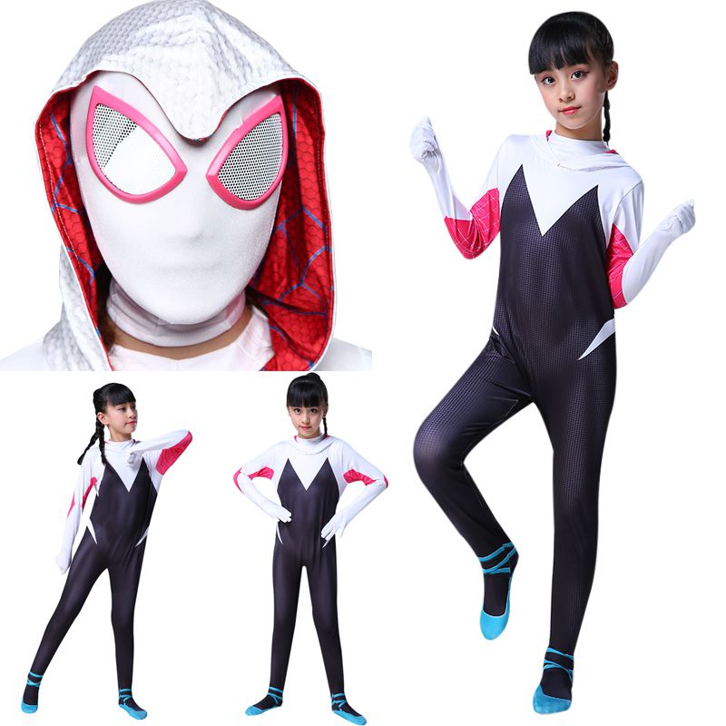 Người Nhện The Into Spider-Verse Gwen Stacy Trang Phục Trẻ Em Trang Phục Áo liền quần Cosplay