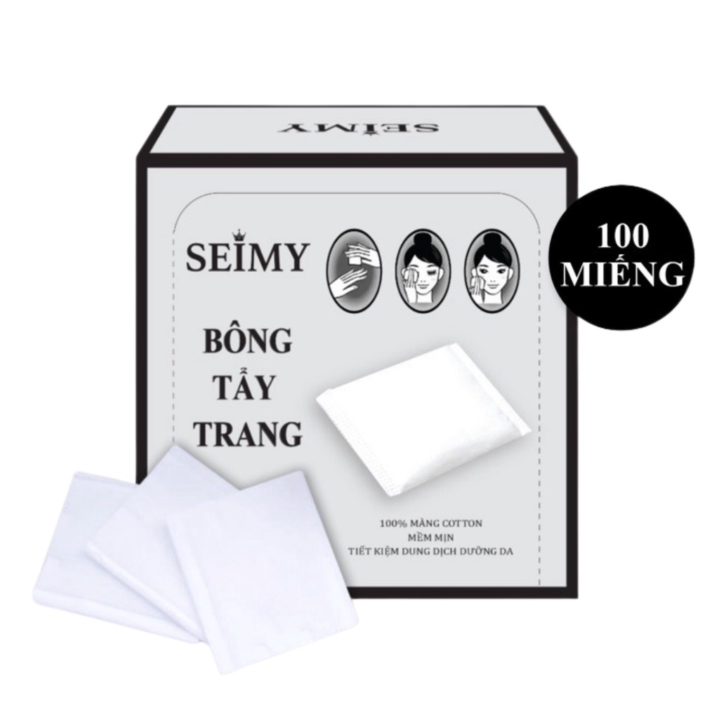Ảnh Bông tẩy trang Seimy 100 miếng - 100% Coton 1