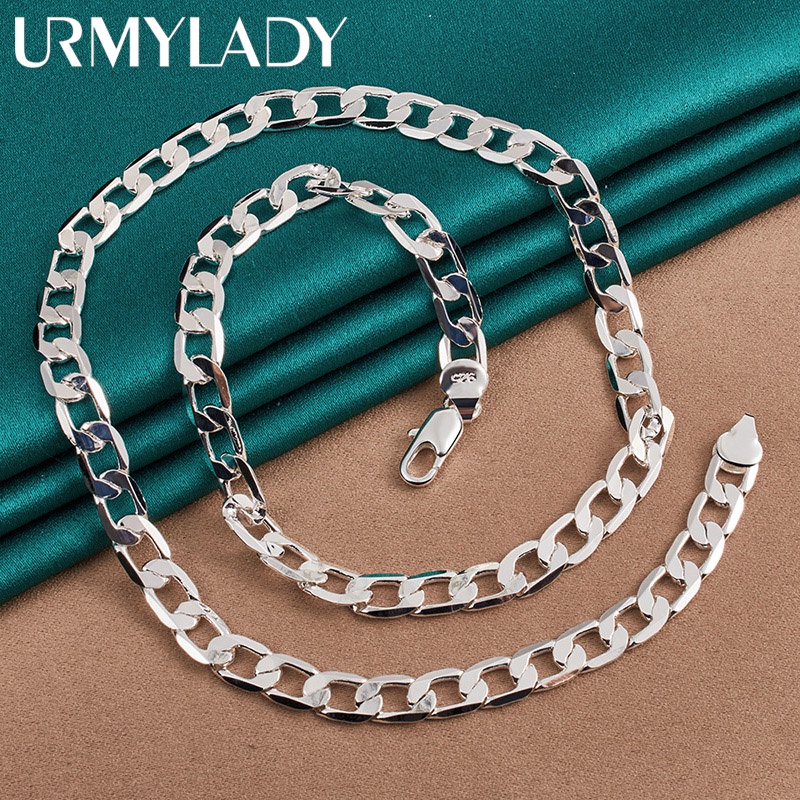 URMYLADY Bạc 925 8mm Mặt phẳng Dây chuyền quyến rũ 16 / 18 / 20 / 22 / 24 Inch Vòng cổ dành cho nữ Người đàn ông Tiệc cưới Trang sức tinh tế