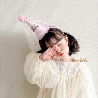 BỜM NÓN CÔNG CHÚA HAPPY BIRTHDAY VẢI VOAN LẤP LÁNH