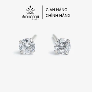 Bông Tai Nụ Đá 4 Chấu Chốt Bạc Ta - Thương Hiệu Minh Canh Jewelry
