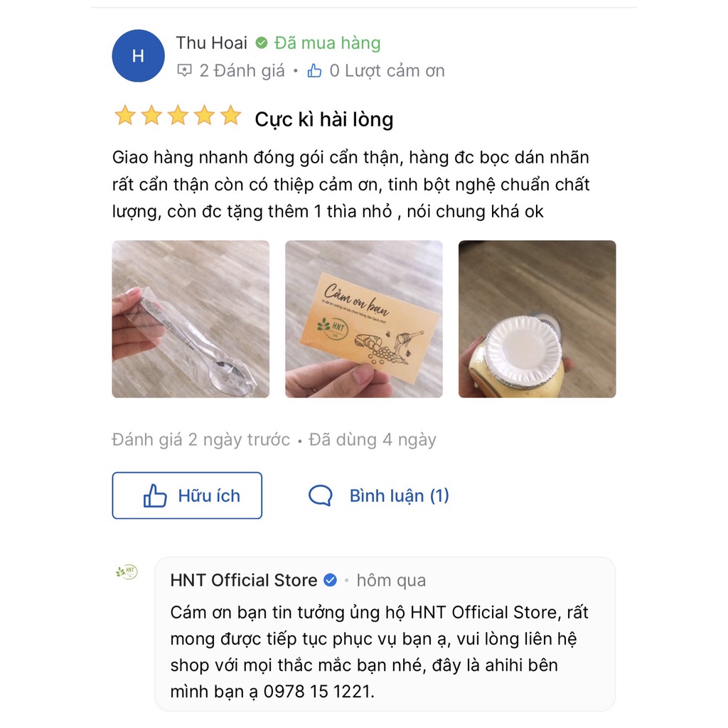 Ảnh Tinh bột nghệ nguyên chất HNT NATURAL PRODUCT TBN100G 2
