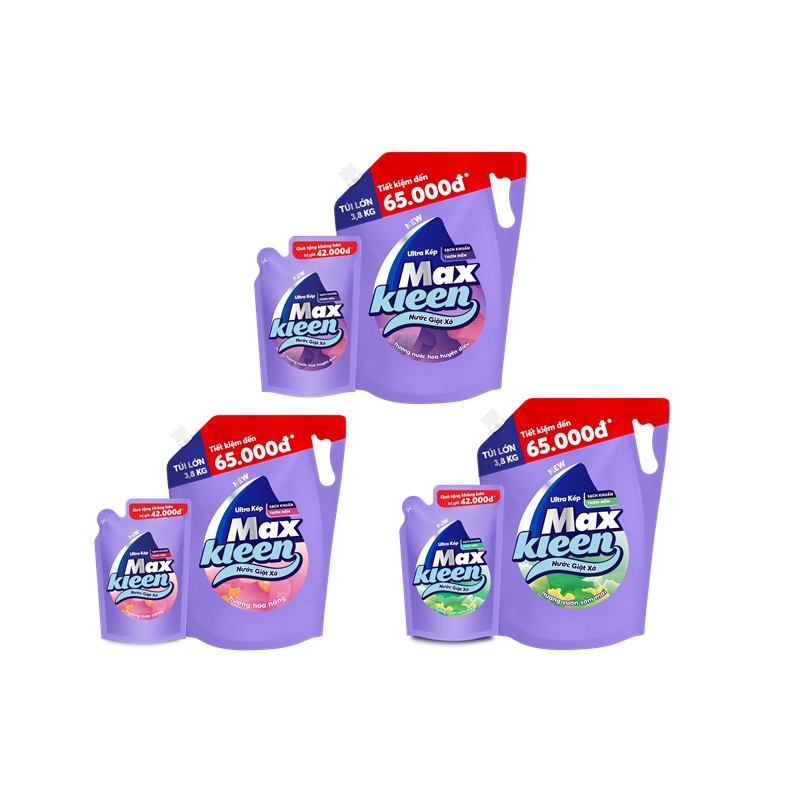 Ảnh Combo Túi Nước Giặt Xả 3.8kg + Túi Nước Giặt Xả 600g MaxKleen 2