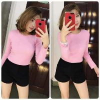 Áo tay dài thun gân, áo thun gân body dáng chuẩn -LYLYNA A02