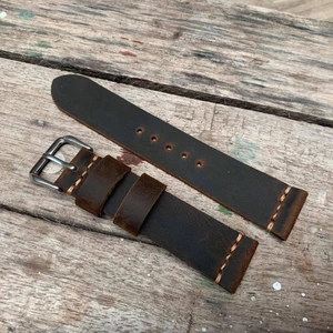 Dây Đồng Hồ Da Bò Thật Handmade Gắn KÈM KHÓA. HT1