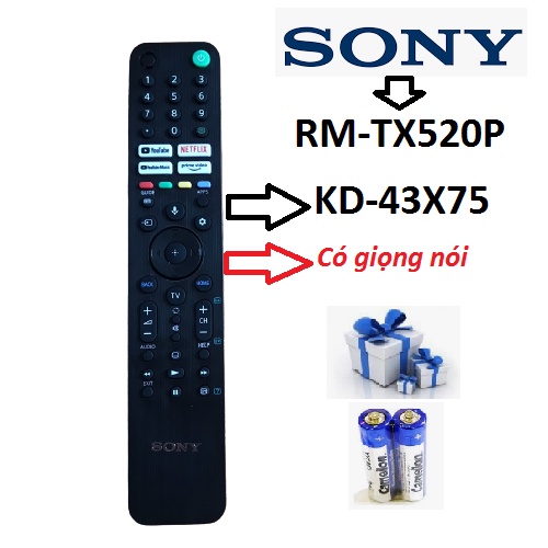 Điều khiển Tivi LED Sony KD-43X75 có giọng nói, Tặng kèm pin