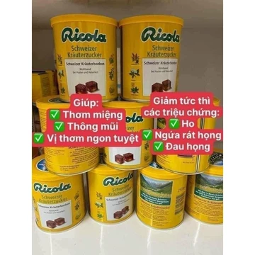 Kẹo ngậm ho Thảo Dược Ricola 250g giảm ho giảm đau họng