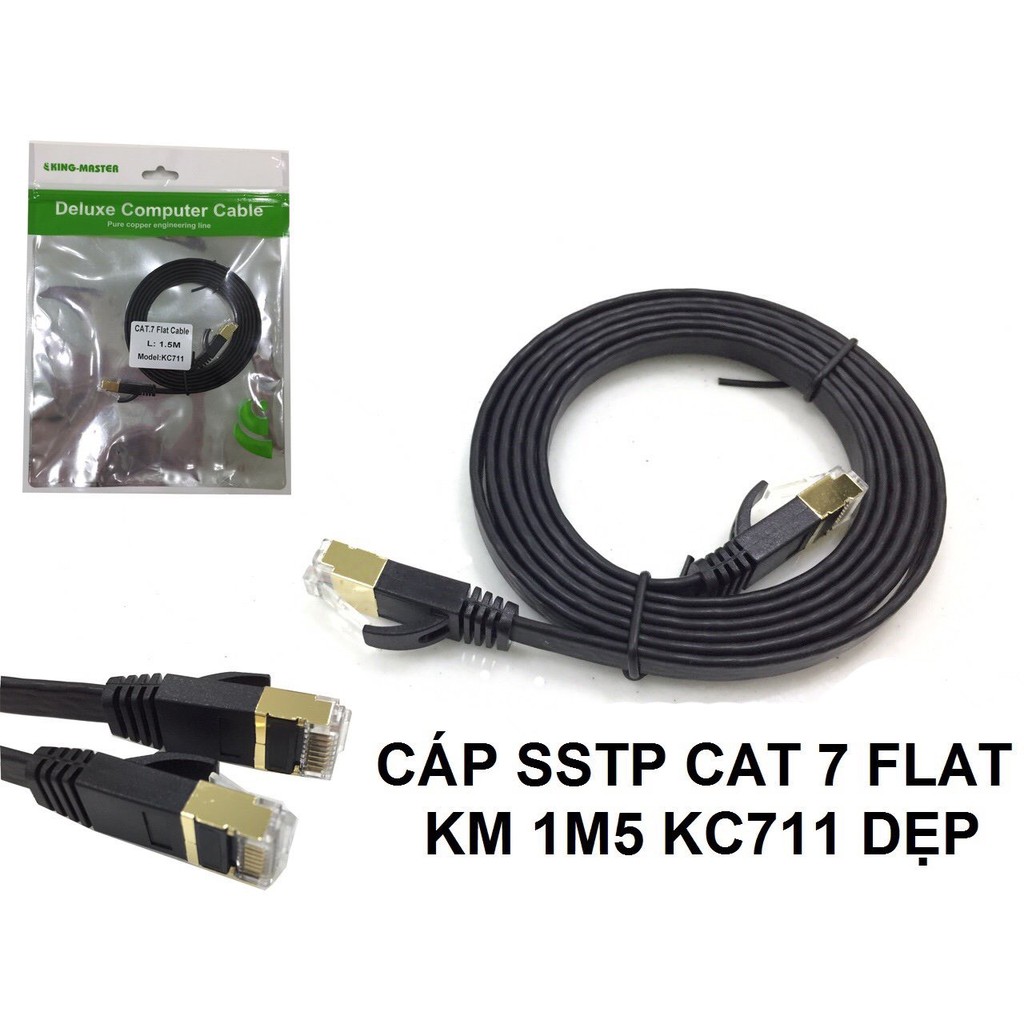 CÁP MẠNG CAT 7 SSTP DÂY DẸP FLAT KINGMSATER 1.5M KC 711, 3M KC 712 , 5M ...