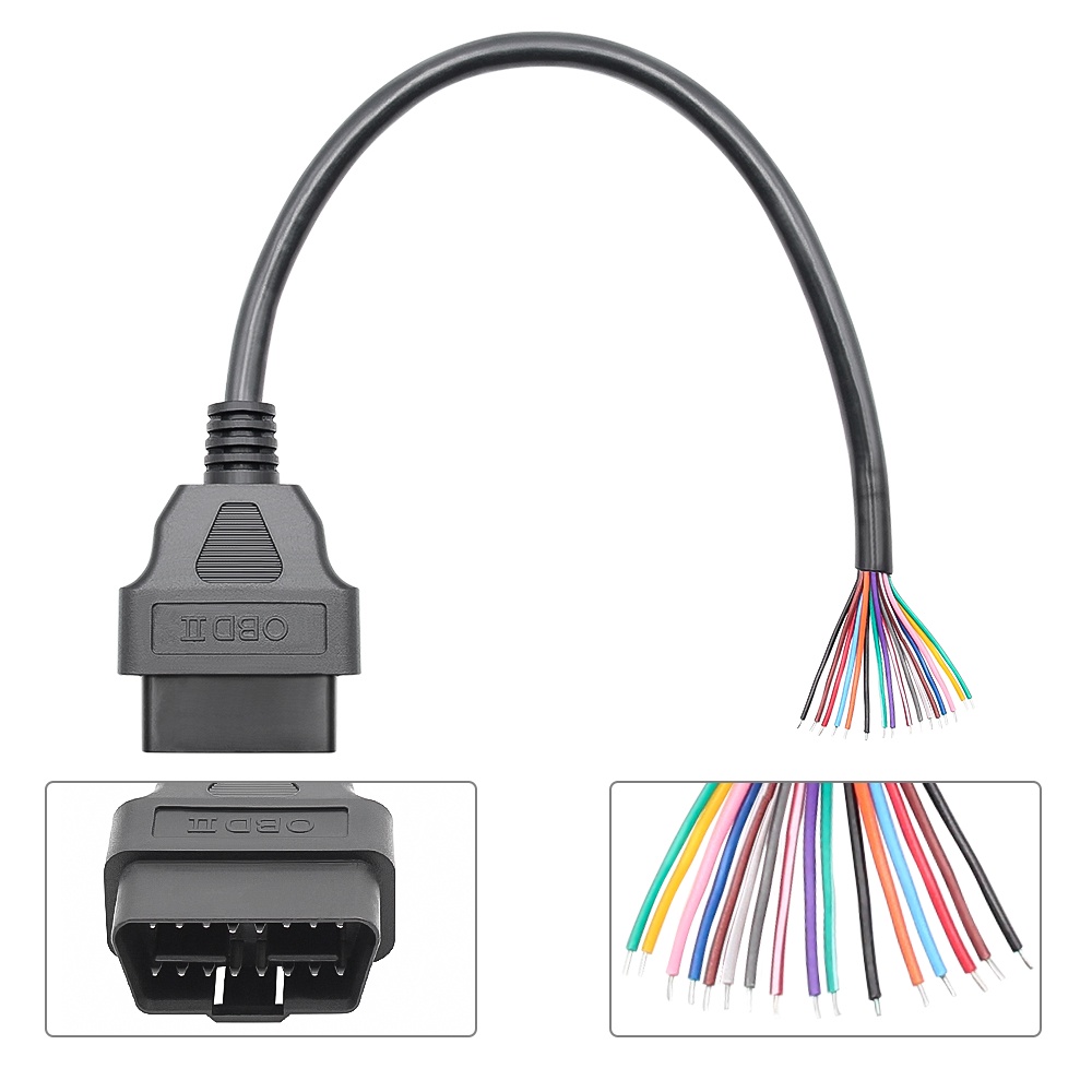 Dây Cáp OBD 30cm OBD2 16 Pin Female Sang DIY 16Pin ELM327 Mở Rộng Cho Xe Hơi