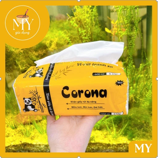 Khăn Giấy rút 500 tờ/ gói Corona (khăn giấy gấu trúc) sạch trắng mịn - Giá 1 gói lẽ
