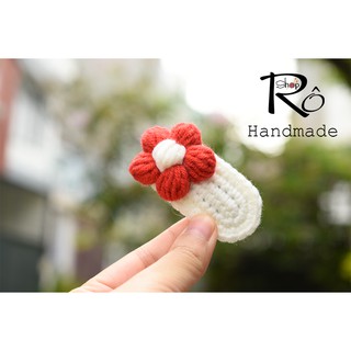Kẹp tóc mái hoa len Hàn Quốc cho nữ và bé gái 6cm |Cặp tóc handmade hàng đẹp |Shop Rô Handmade
