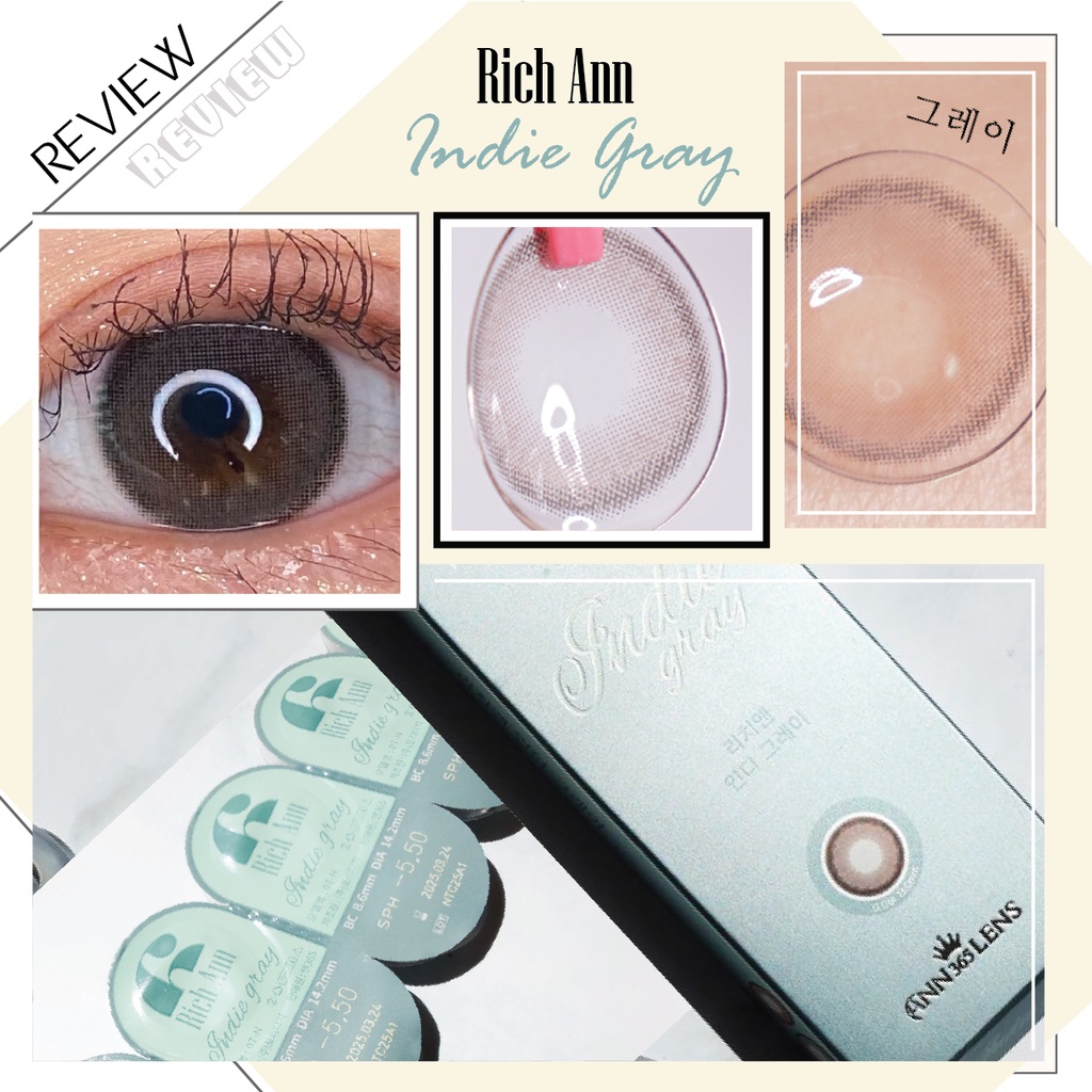 Ảnh Lens Mắt ANN365 Cận 0-8 Độ Đeo 1 Ngày Indie Gray - Xám Thạch Anh Màu Hot 2022 3