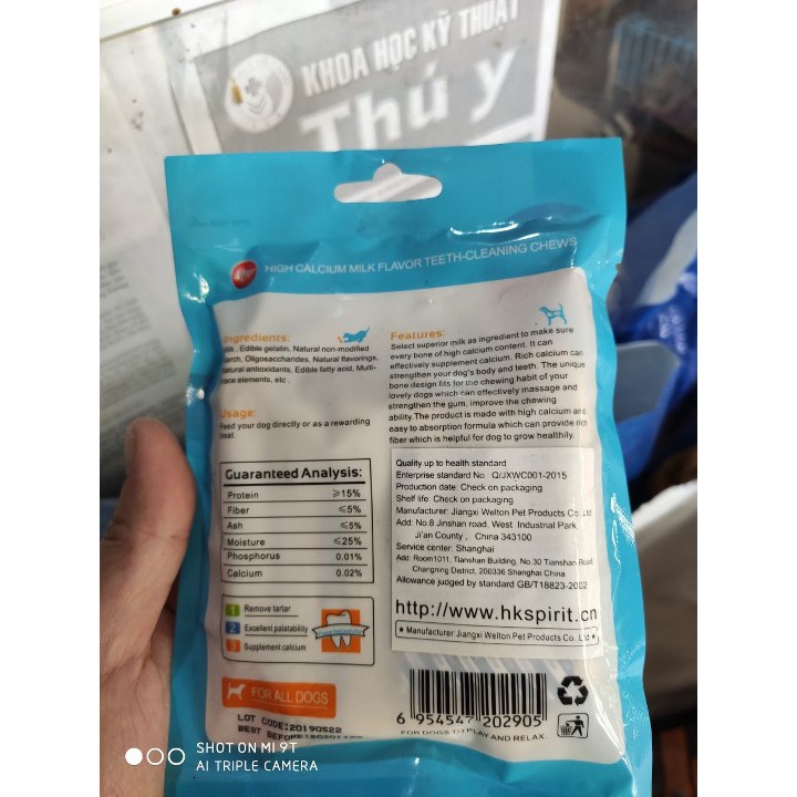 Xương cho chó gặm giúp làm sạch răng, tăng cường canxi Orgo High Calcium Milk Flavor Vị Sữa 90g