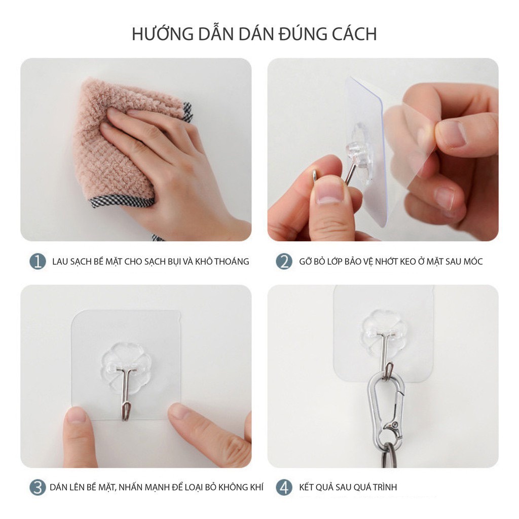 combo  10 Móc Dán Tường Siêu Dính In Hình 3D Độc Đáo Treo Nhiều Vật Dụng Dễ Thương