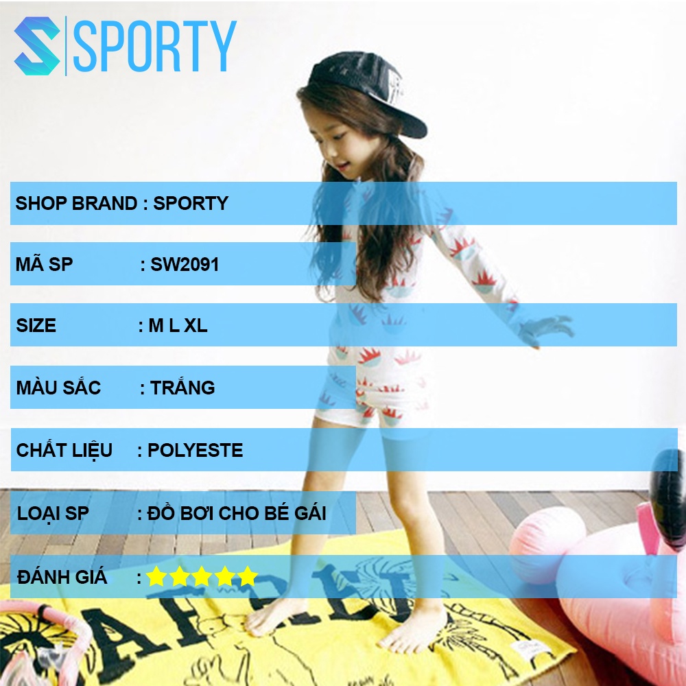 Đồ bơi bé gái họa tiết dễ thương SPORTY chất liệu cao cấp co giãn tốt, thoải mái khi bơi lội SW2091