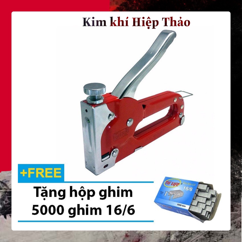 Súng bắn ghim gỗ cầm tay máy bấm ghim TOP đỏ tặng kèm 1 hộp 16/6 SGB ...