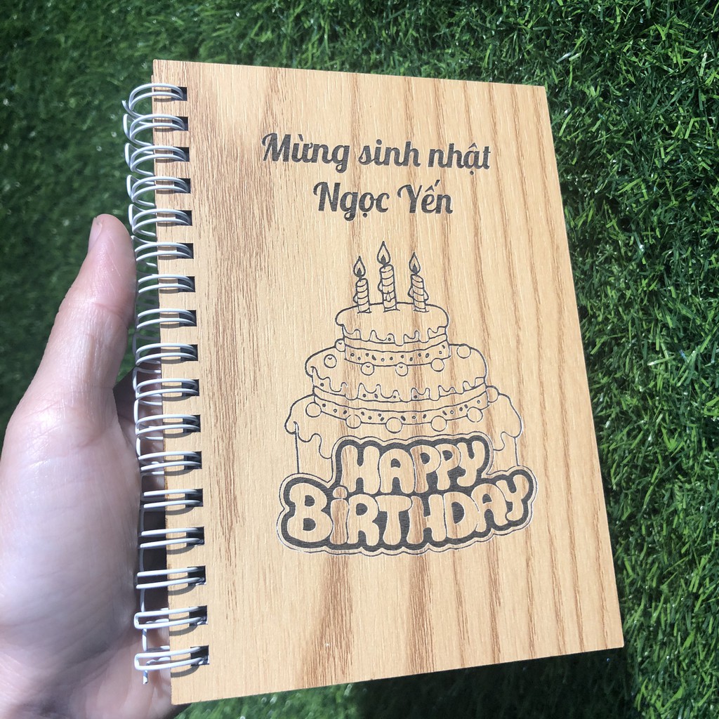 Sổ tay Notebook – Sổ gáy xoắn bìa gỗ khắc theo yêu cầu - Món quà sinh ...