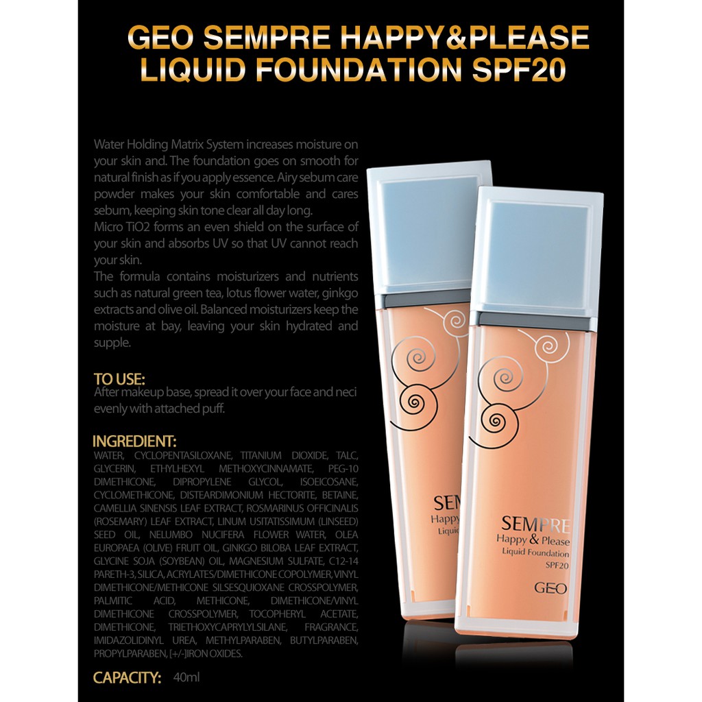 Ảnh Kem nền Geo Sempre Happy & Please Liquid Foundation #21 Natural Beige 2