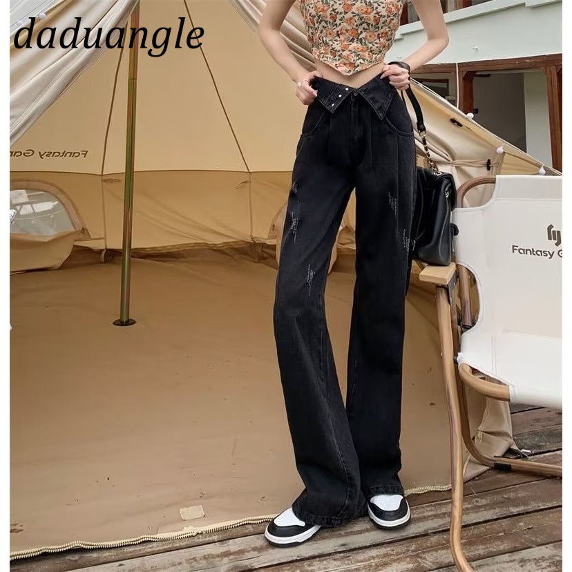 Ảnh Quần jean dài daduhey ống rộng eo cao phong cách Mỹ thời trang retro mới cho nữ 3