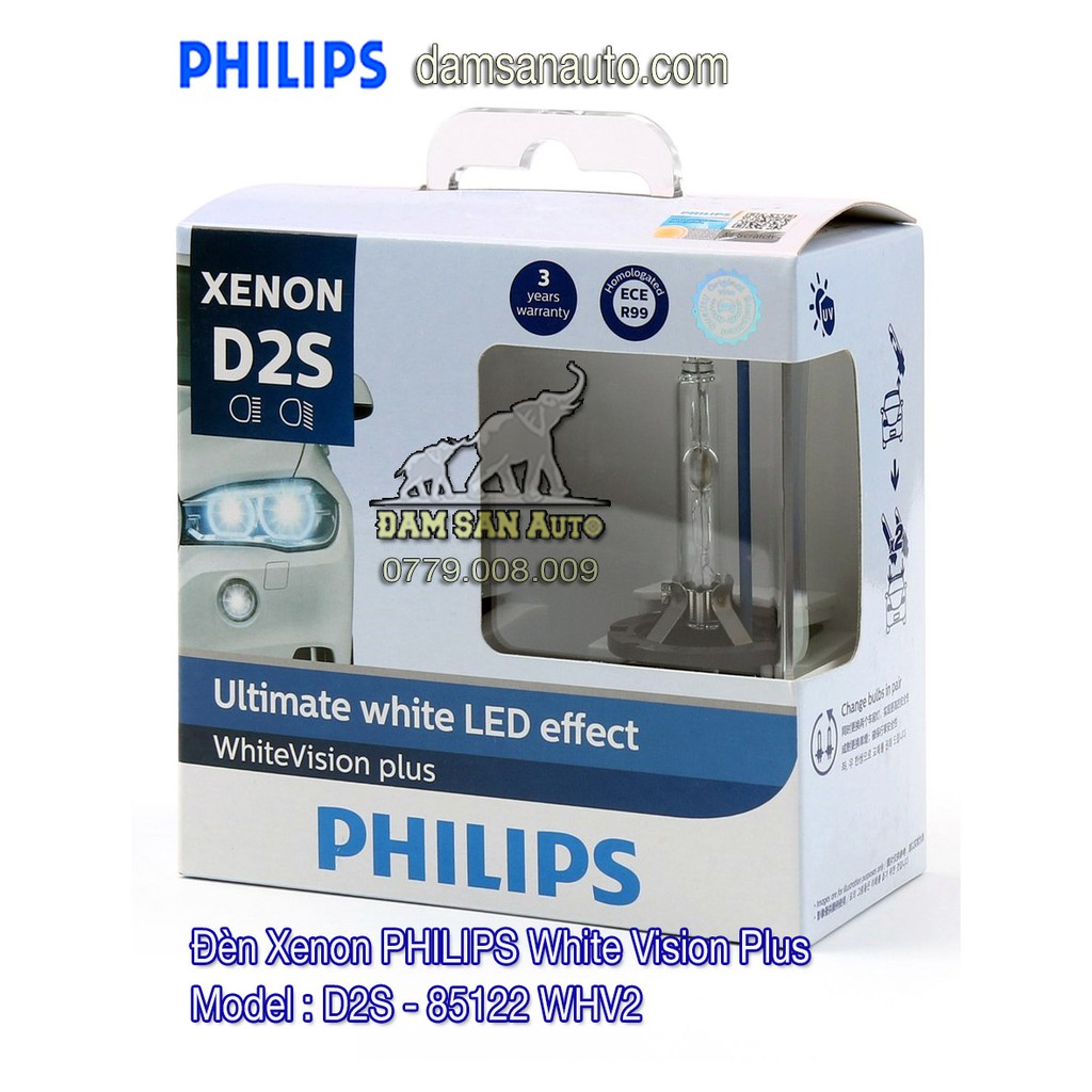 Đèn Xenon PHILIPS D2S 85122 WHV2 X2 - 5000K | Shopee Việt Nam