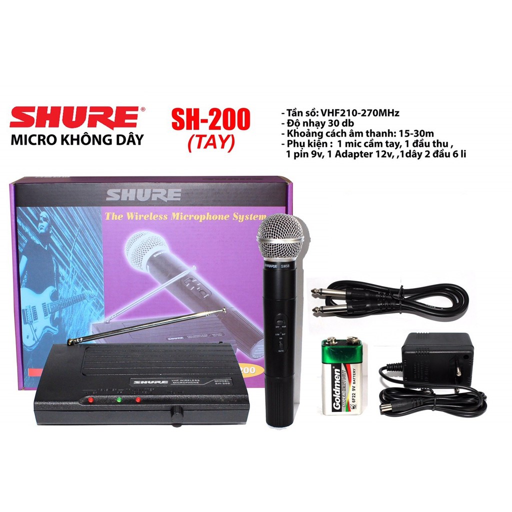[Mã ELHACE giảm 4% đơn 300K] Micro Cầm tay không dây Shure SH-200 ...