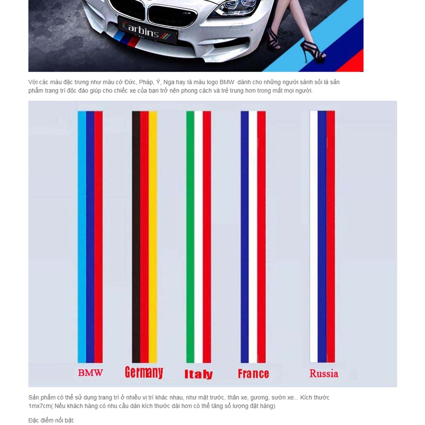 Tem cờ dán capo xe ô tô, decal dán xe ô tô, tem cờ Pháp, Ý, Đức, BMW các nước dán capo