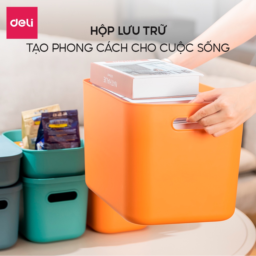 Hộp Đựng Đồ Có Nắp Cỡ Lớn Deli Hộp Nhựa Đựng Quần Áo Đa Năng Có Tay Cầm Nhựa Chất Lượng