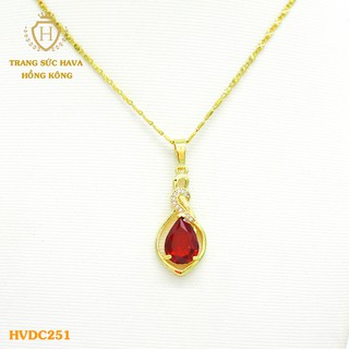 Dây Chuyền, Vòng Cổ Nữ Mặt Đính Đá, Titan Xi Mạ Vàng Non 24k Cao Cấp - Trang Sức Hava Hong Kong