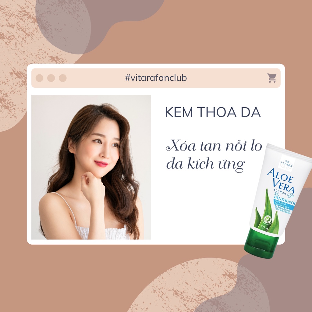 Product image Gel thoa da bị kích ứng Vitara Aloe Vera 5% Panthanol làm dịu da sau bỏng nắng, sần sùi, bị bỏng, cháy nắng 120g 6