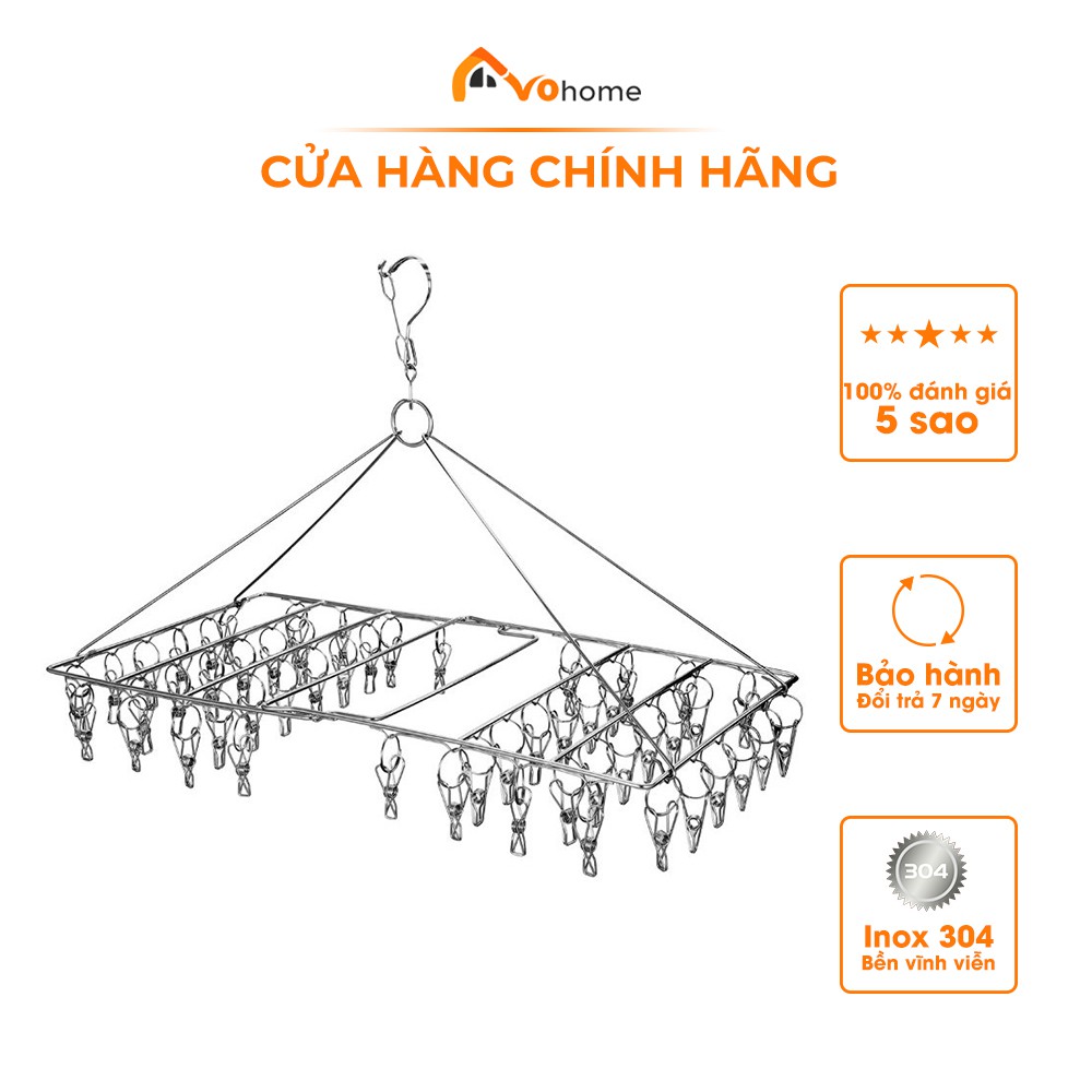 Ảnh Móc chùm vuông inox chất lượng cao AVOHOME phơi đồ, phơi quần áo nhỏ cho cả gia đình 1