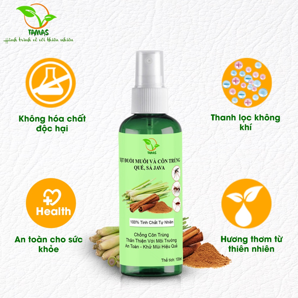 Ảnh Combo 2 Chai Dung Dịch Xịt Đuổi Muỗi Và Côn Trùng, Xịt Phòng Sả Chanh TAMAS 100ml- Chai Xịt Tinh Dầu Đuổi Muỗi Cho Bé 1
