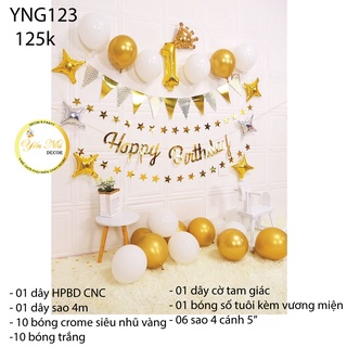Tổng hợp các sét trang trí sinh nhật cho bé/ người lớn đơn giản tại nhà tone vàng cực sang