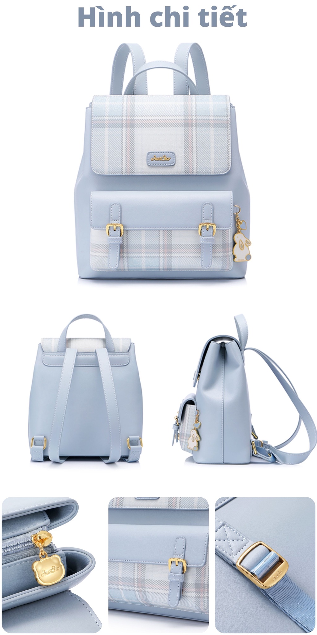 Mô tả Balo nữ đẹp Just Star thời trang cute dễ thương sang trọng xinh xắn 172686 Charm Treo Thỏ đi làm học đi chơi - 7