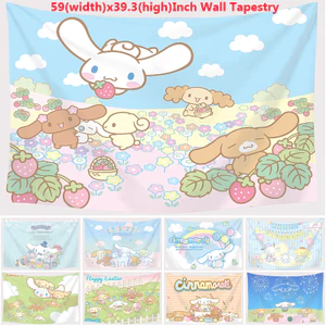 Thảm treo tường trang trí họa tiết hoạt hình Cinnamoroll đáng yêu 150x100cm