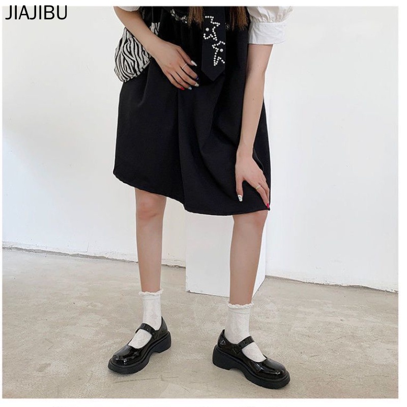 35-44 giày đi học cao gót màu đen đồng phục sinh viên giày giày nữ thời trang 44 Size Fashion Korean Style Mary Jane Small Leather Shoes for Girls 41 Japanese Cute Lolita Single Shoes 43 British JK Uniform Plus Size High Heel Platform Mary Jane Shoes 42
