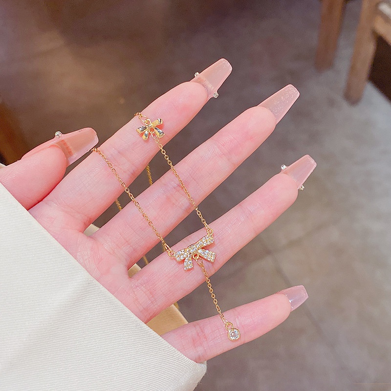 Vòng Cổ Choker Thép Titan Đính Nơ Tua Rua Phong Cách Mới