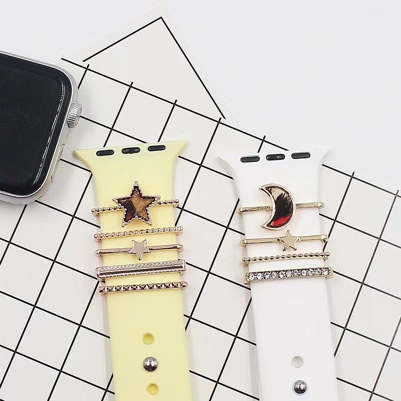 Trang Trí Cho Apple watch band Series 10 46MM ultra 8 7 6 5 4 3 2 1 Trang Trí Quyến Rũ Trang Sức Kim Cương i-watch Galaxy watch 4 3 49mm Vòng Tay Dây Silicon Phụ Kiện
