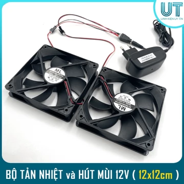 Bộ Combo 2 quạt hút mùi và tản nhiệt 12V 3000 vòng/phút - Tản nhiệt cho máy tính, hút mùi hút khói
