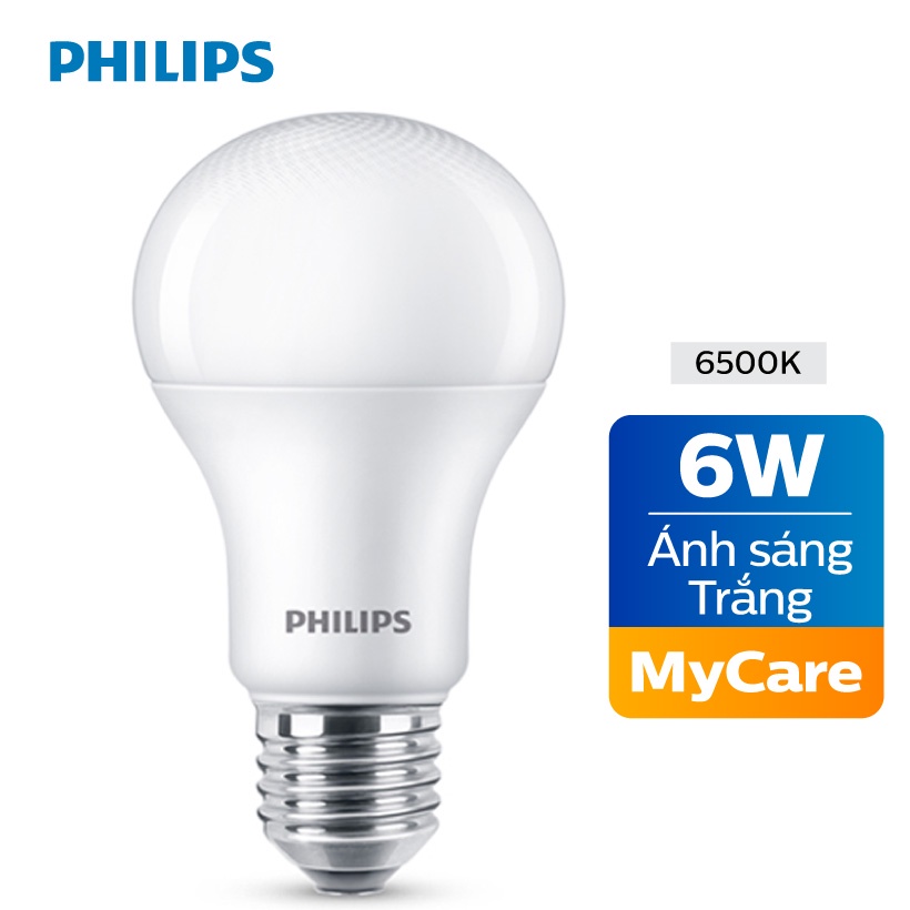 [Mã BMLTA35 giảm đến 35K đơn 99K] Bóng đèn LED Philips MyCare 6W 6500K E27 A60 - Ánh sáng trắng