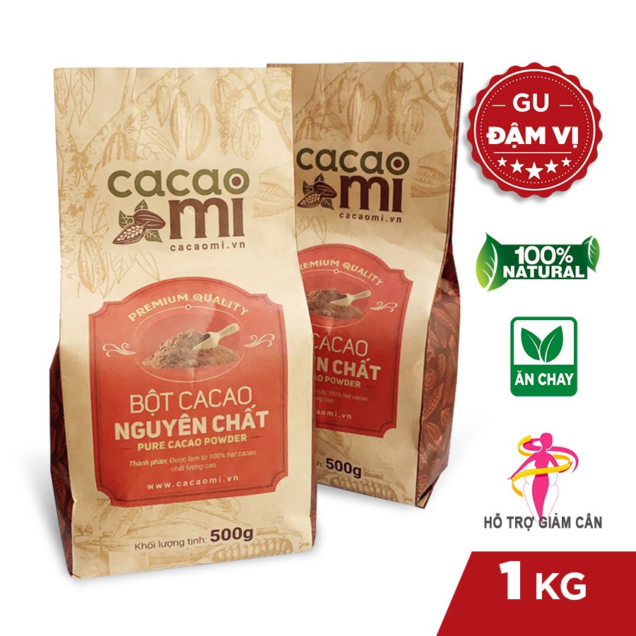 Ảnh Bột ca cao nguyên chất không đường Cacao Mi Premium gu đậm làm bánh pha thức uống socola trà sữa 1kg 1