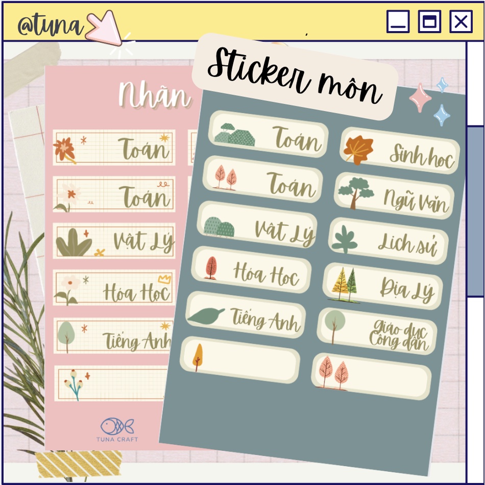 Sticker Môn Học Nhãn Dán Môn Học Trang Trí Góc Tập Dán Gáy Sách Tuna ...
