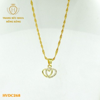 Dây Chuyền Nữ Titan, Vòng Cổ Mặt Trái Tim Đính Đá Xi Mạ Vàng Non 24k - Trang Sức Hava Hong Kong