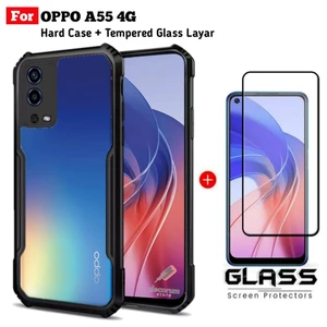 Ốp lưng 2in1 Oppo A55 4G Chống sốc Fusion Armor Vỏ cứng trong suốt Kính cường lực bảo vệ màn hình