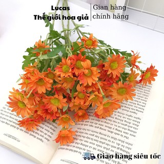 Combo 10 cành hoa giả - Hoa cúc họa mi Lucas 60cm trang trí bền, đẹp, thanh lịch, sang trọng, phụ kiện decor