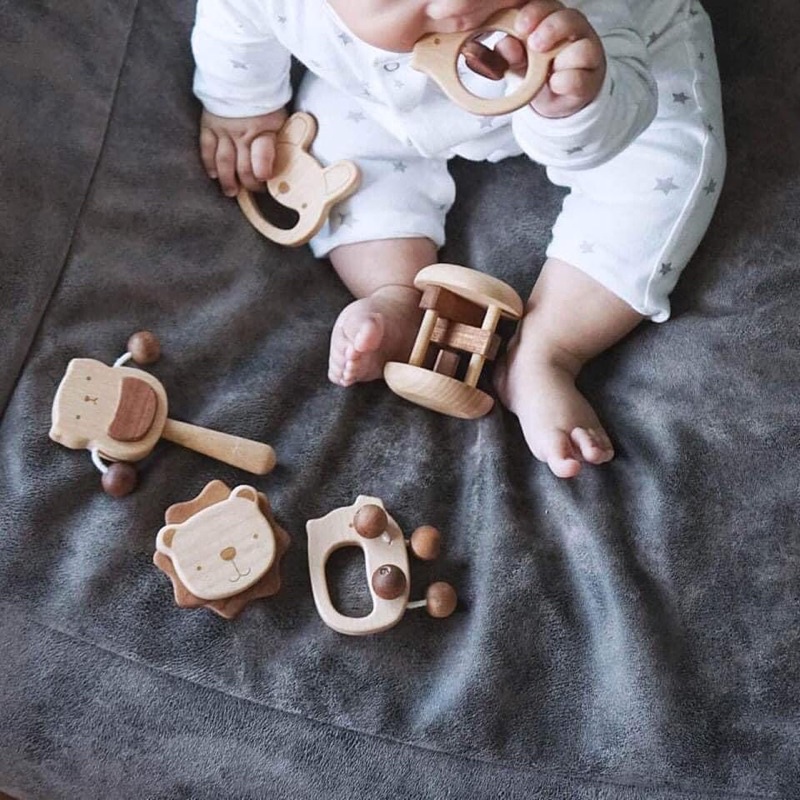 [NGOKHOAI] Đồ chơi gặm nướu băng gỗ an toàn cho bé