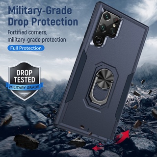 Ốp Điện Thoại Cứng Viền TPU Dẻo Kèm Giá Đỡ Nhẫn Chống Rơi / Sốc Cho Samsung Galaxy S23 S22 Ultra S21 Plus S20 FE